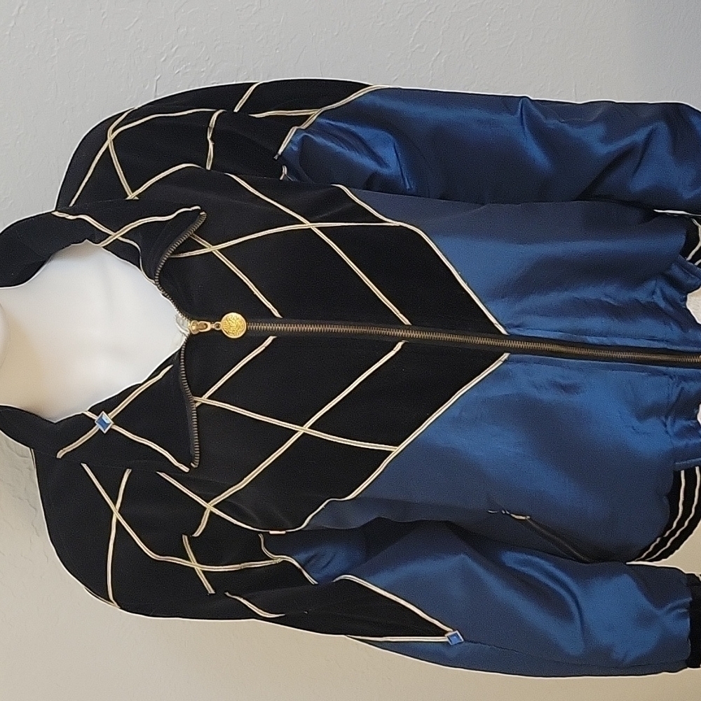 VTG IVANA 1980s Velour Embellished Spider Web Bomber Goth Track Jacket - Picture 3 of 12